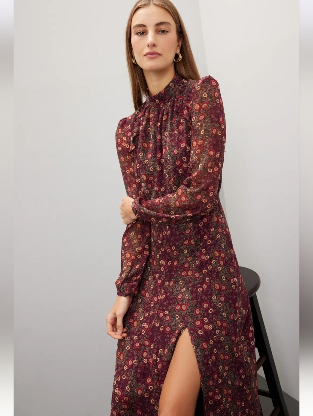 SALONI 100% SILK AKINA WINE JACQUI-B DRESS SIZE 6 MSRP $795